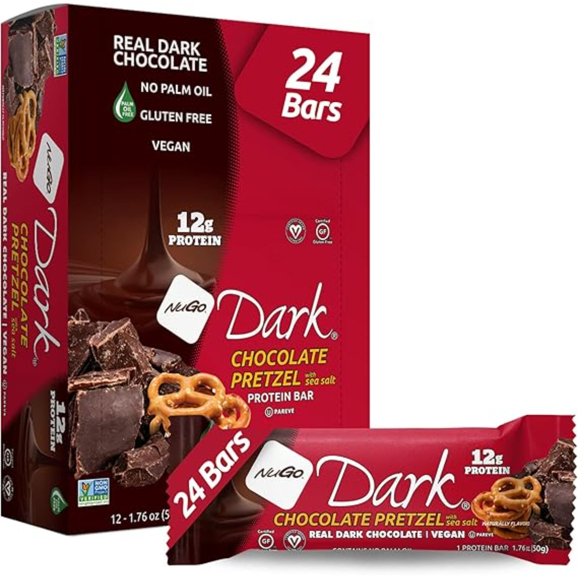 NuGo Dark Chocolate Pretzel and Sea Salt 24 Count