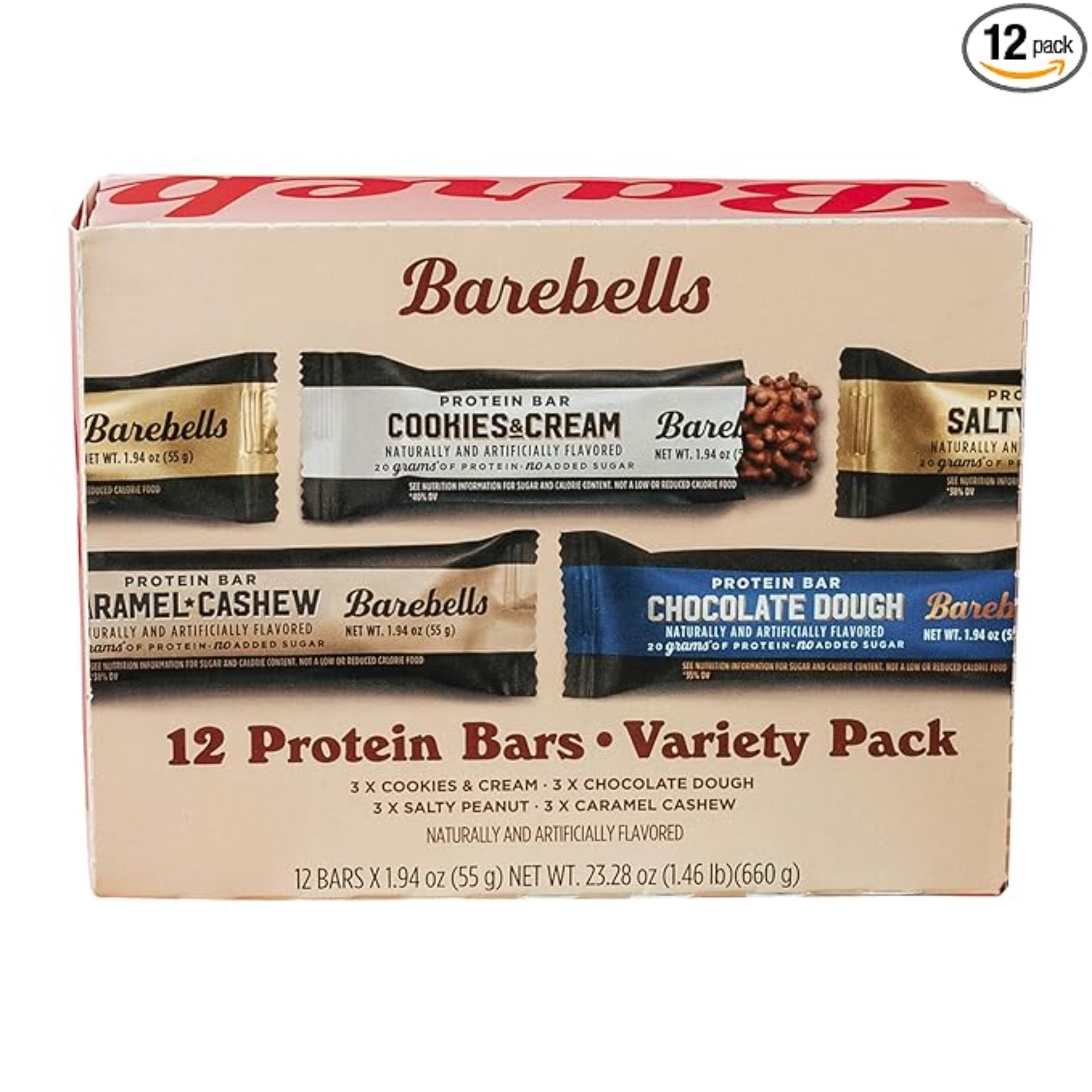 Barebells Protein Bars Variety Pack - 12 Count, 1.9oz Bars