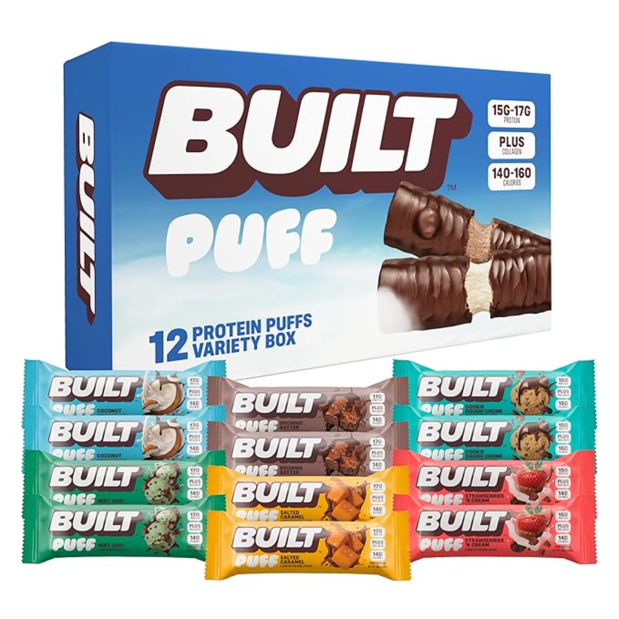 Built Bar, Puff Protein Bars, Variety Pack 12 Pack