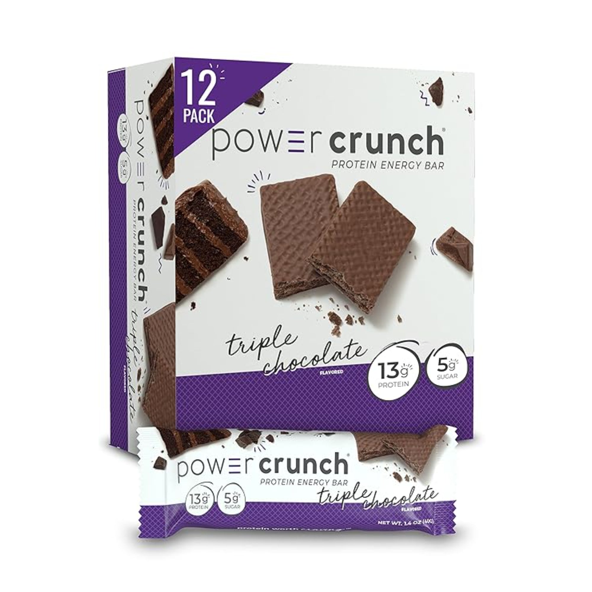 Power Crunch Protein Wafer Bars, Triple Chocolate, 1.4 Ounce (12 Count)
