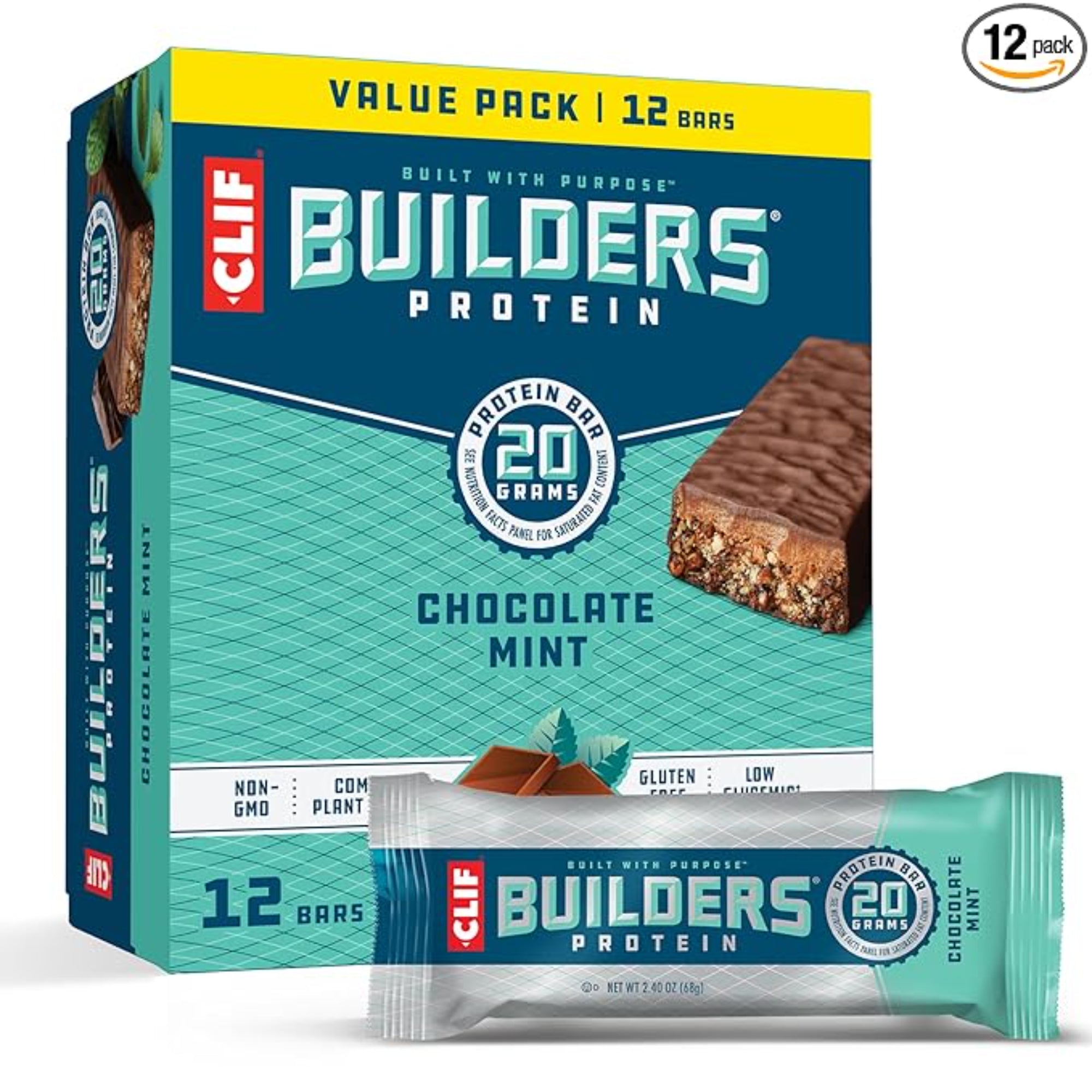CLIF BUILDERS Protein Bars Chocolate Mint Flavor variety 2.4 oz. (12 Count)