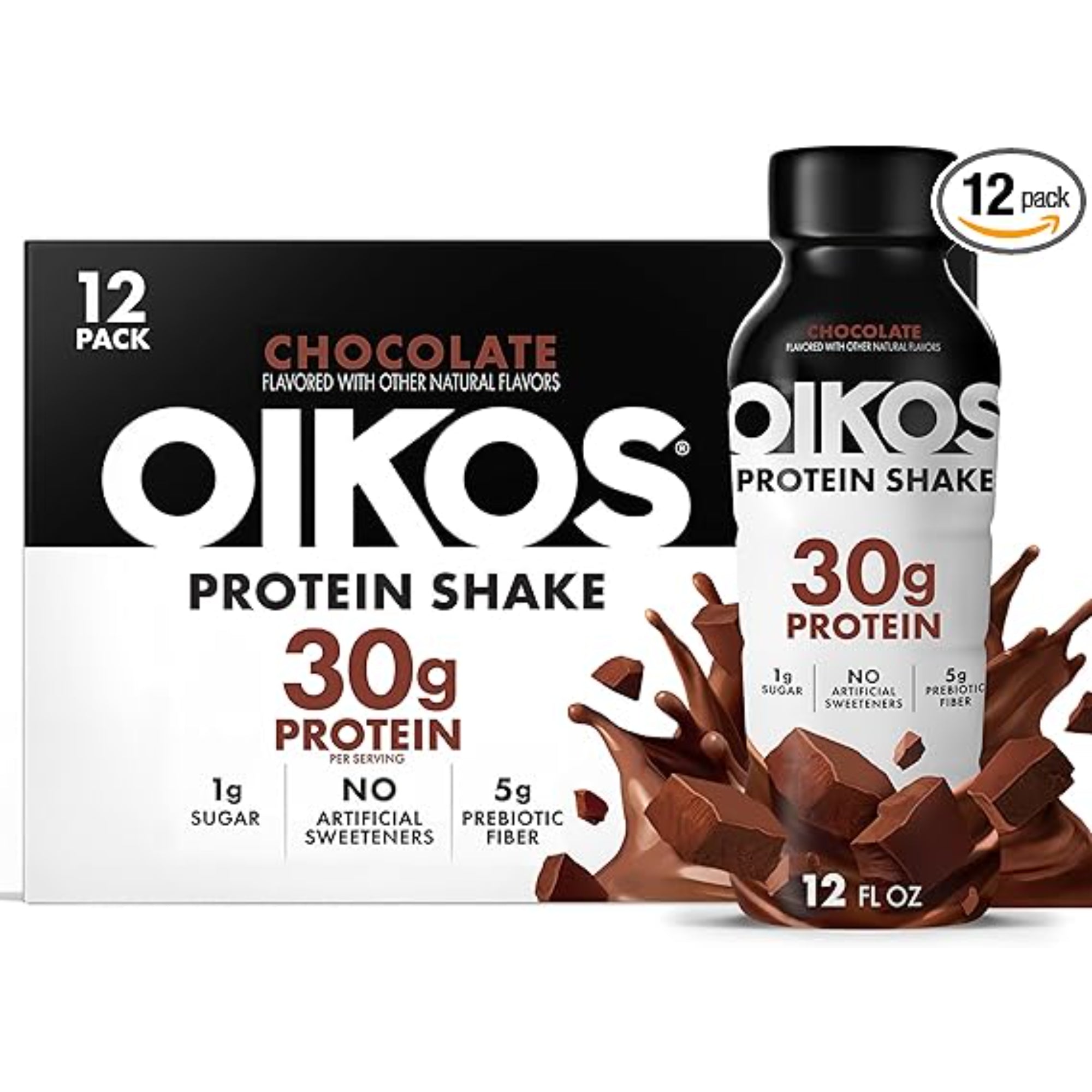 Oikos Protein Shake, Chocolate 12 fl oz Bottle 12 Count