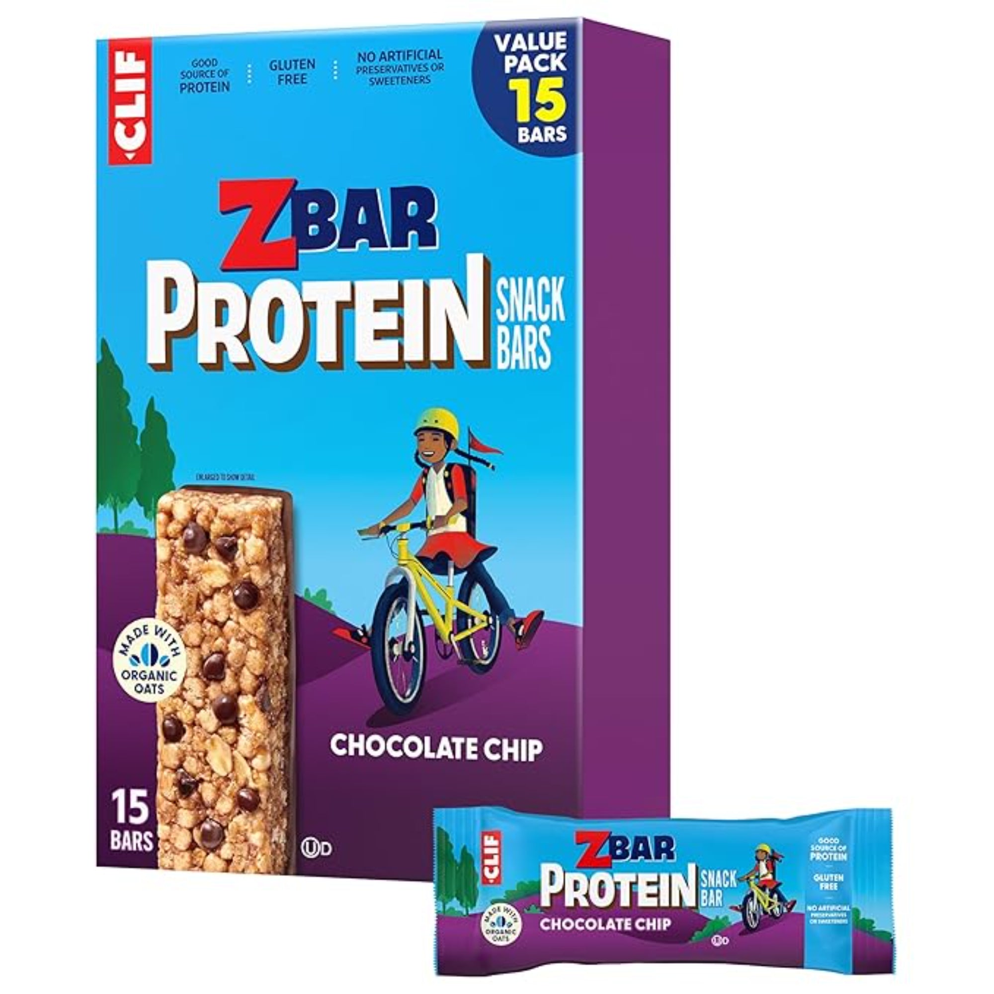 Zbar Protein - Chocolate Chip Gluten Free Protein Bars (15 Pack)