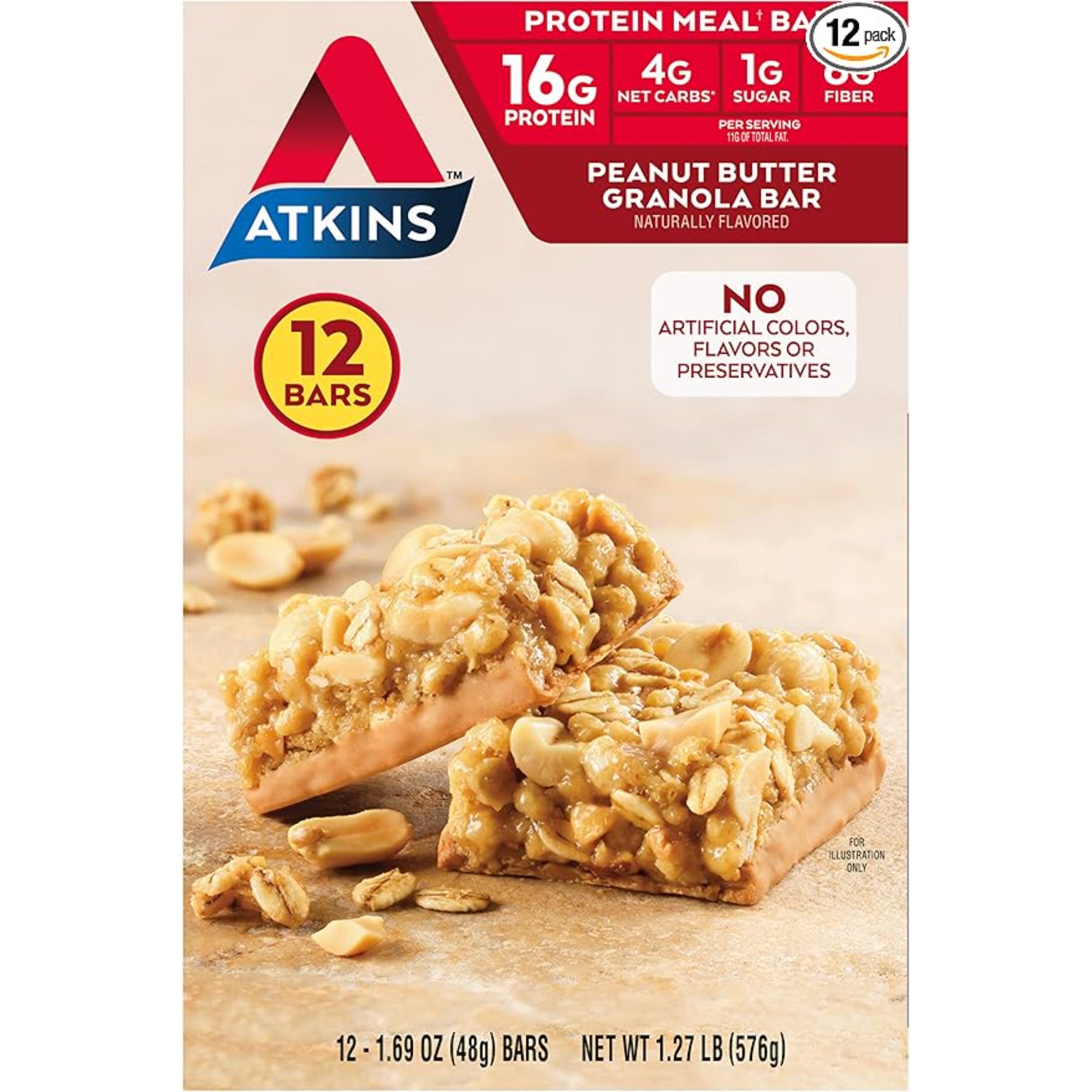 Atkins Peanut Butter Granola High Protein Bar 12 Count