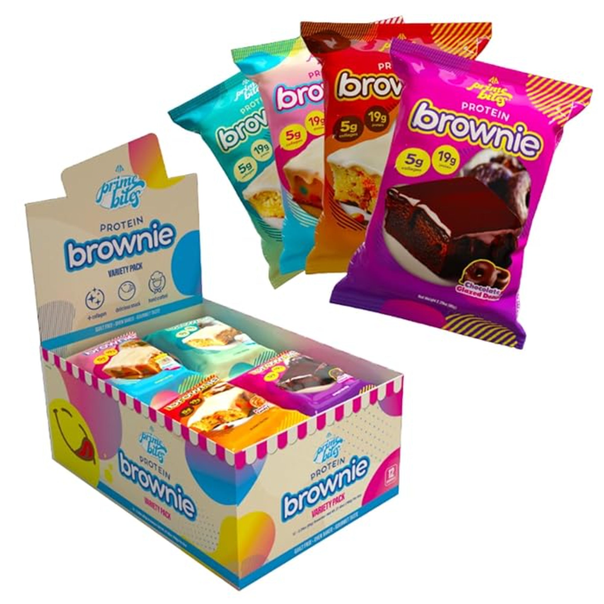 Prime Bites Protein Brownie 12 Bars per Box (Variety Pack)