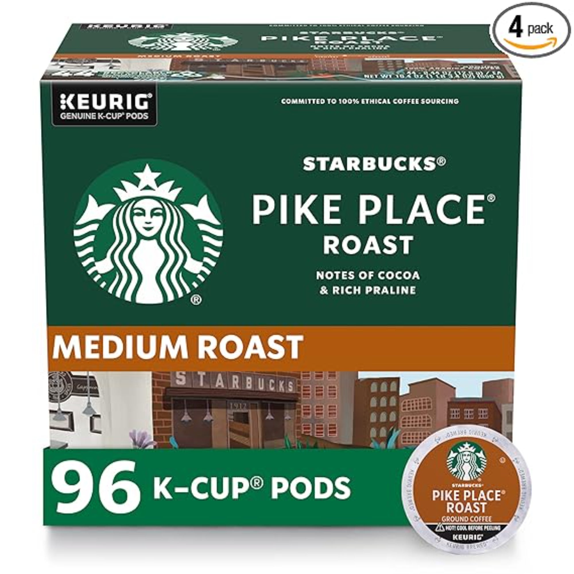 Starbucks K-Cup Coffee Pods, Medium Roast 96 Count