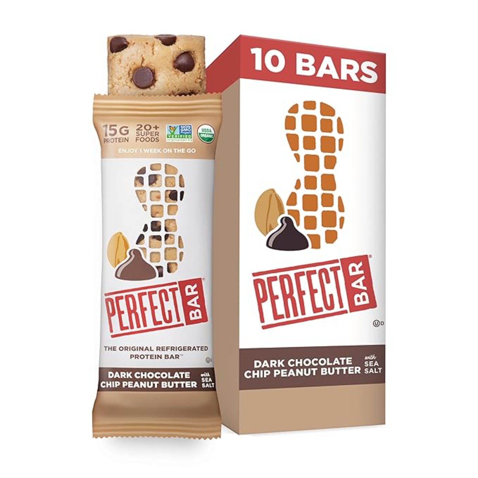 Perfect Bar, Dark Chocolate Chip Peanut Butter Protein Bar 10 Count