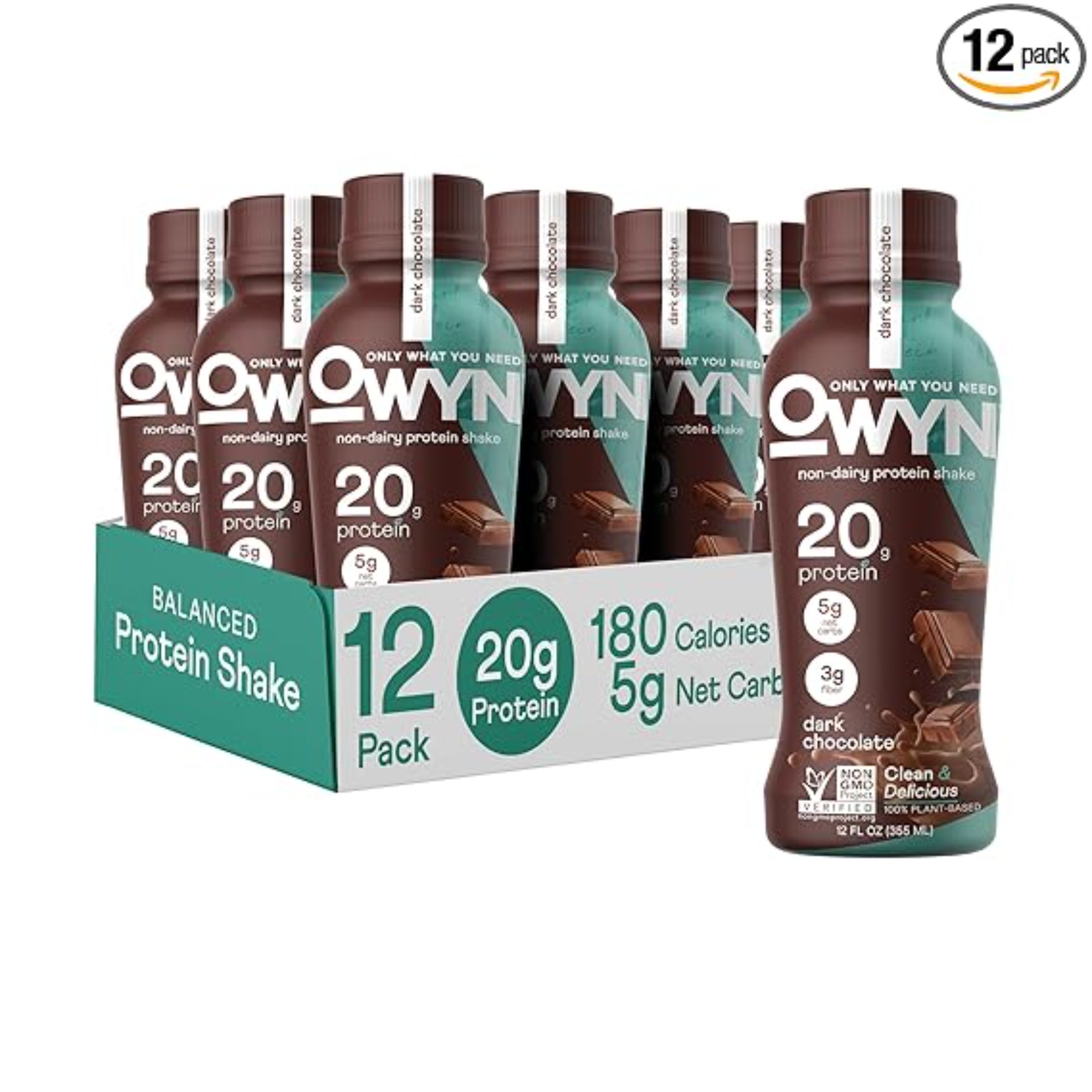 OWYN Only What You Need Plant Based Protein Shake, Dark Chocolate 12 Count