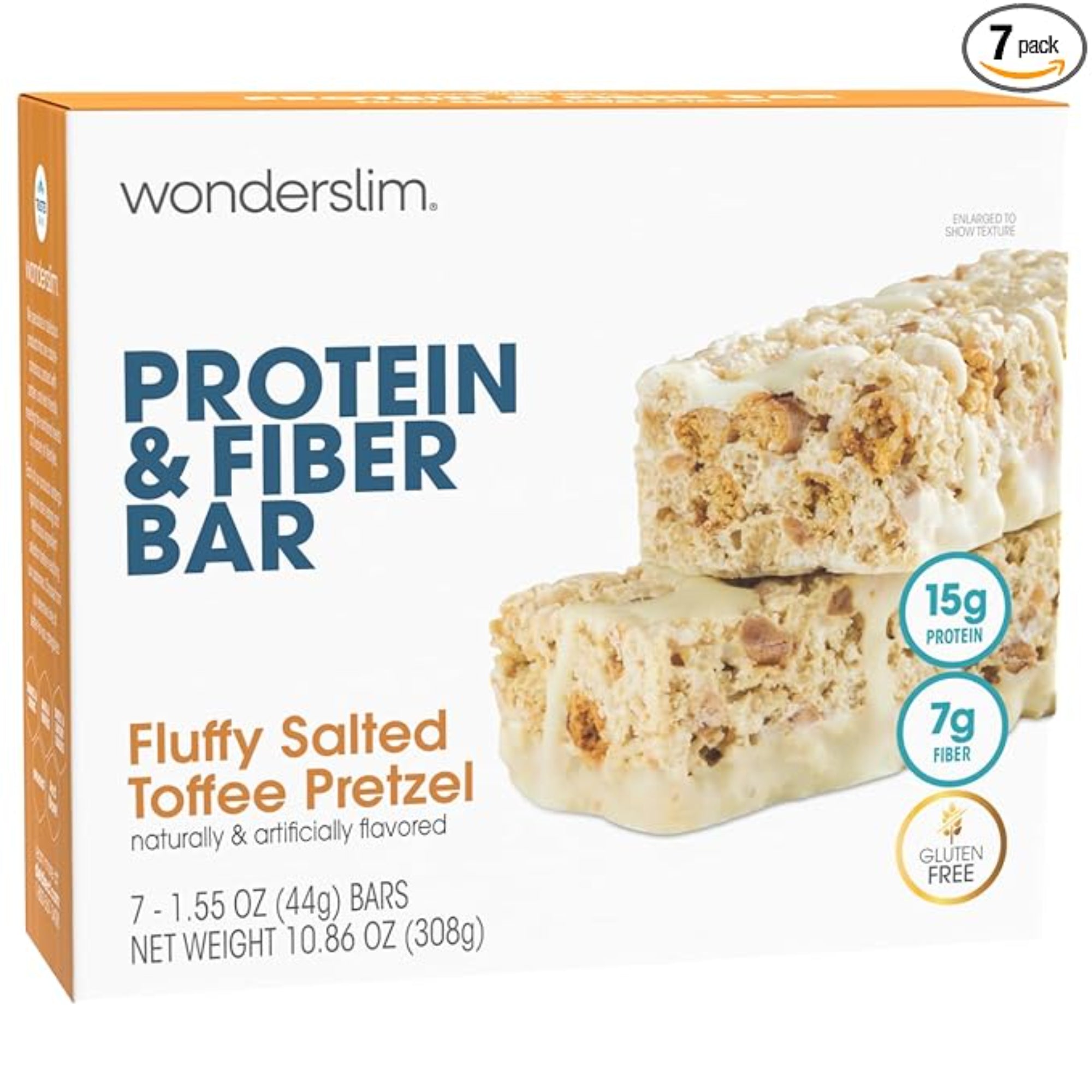Wonderslim High Fiber Protein Bars, Salted Toffee Pretzel, 7 Pack