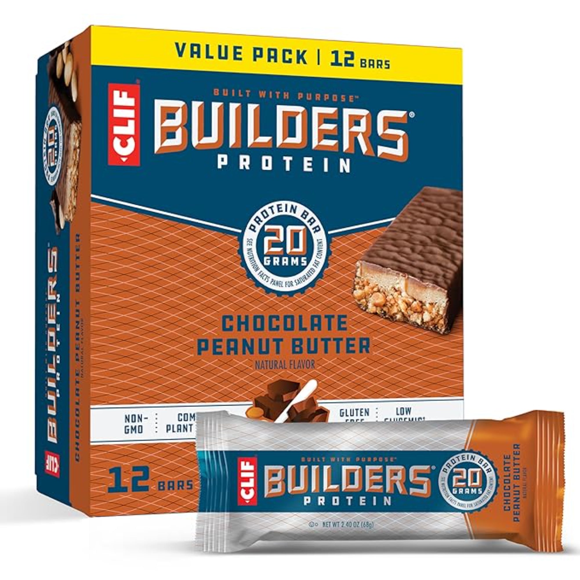 CLIF BUILDERS Protein Bars - Chocolate Peanut Butte 2.4 oz. (12 Count)