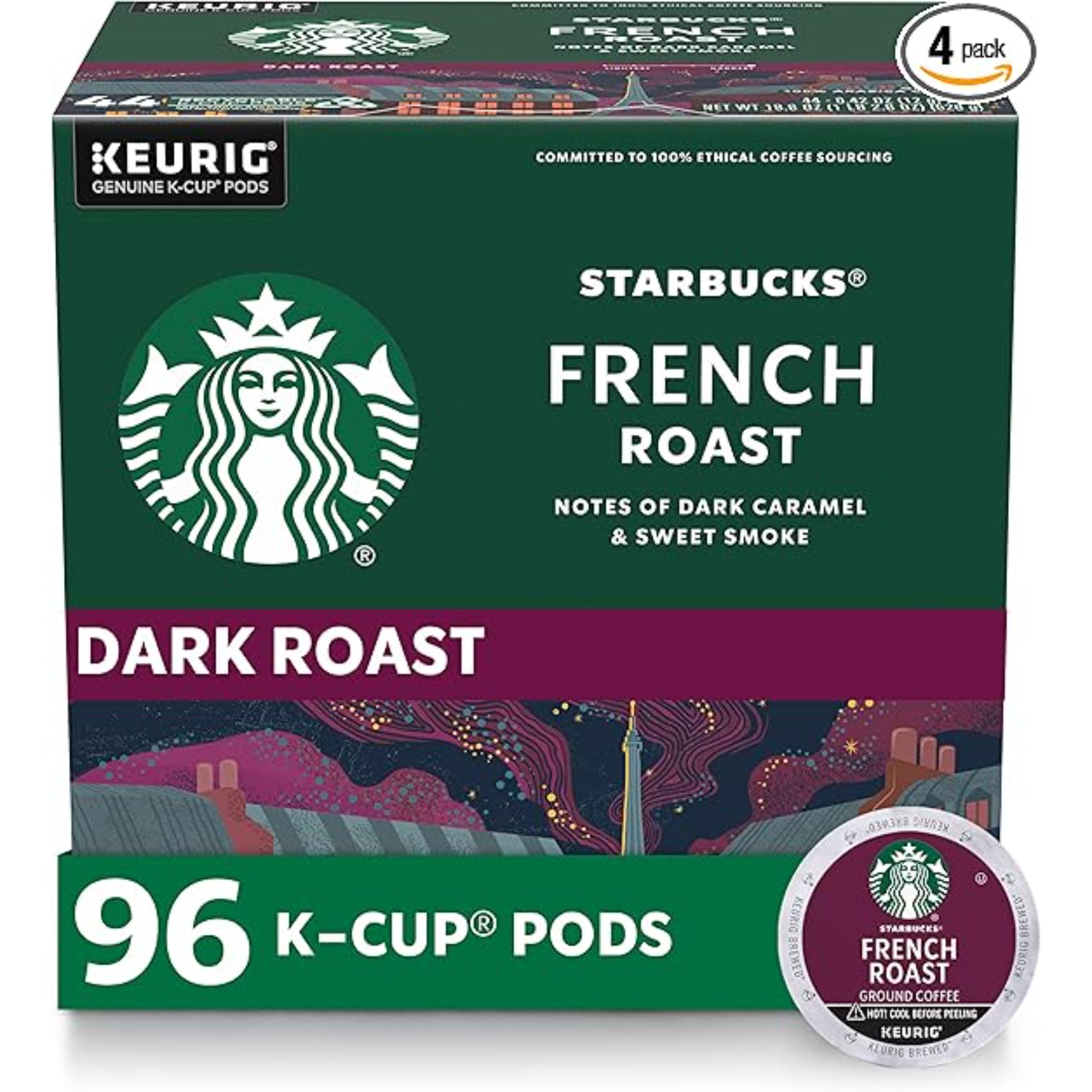 Starbucks K-Cup Coffee Pods, Dark Roast Coffee 96 pods