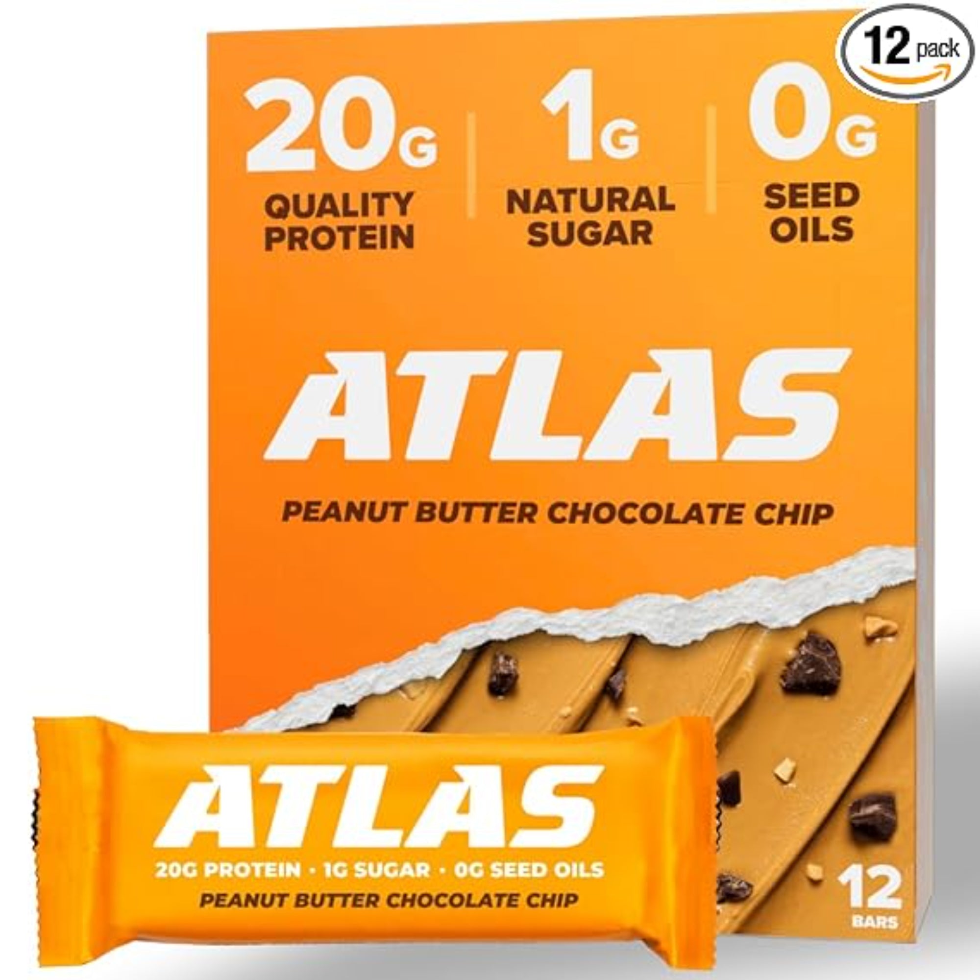 Atlas Protein Bar Peanut Butter Chocolate Chip, 12 Count