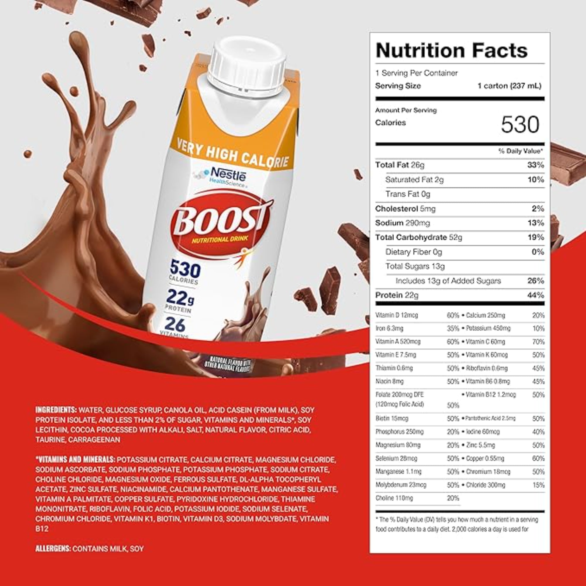 BOOST Very High Calorie Nutritional Drink 8 fl oz (Pack of 24)