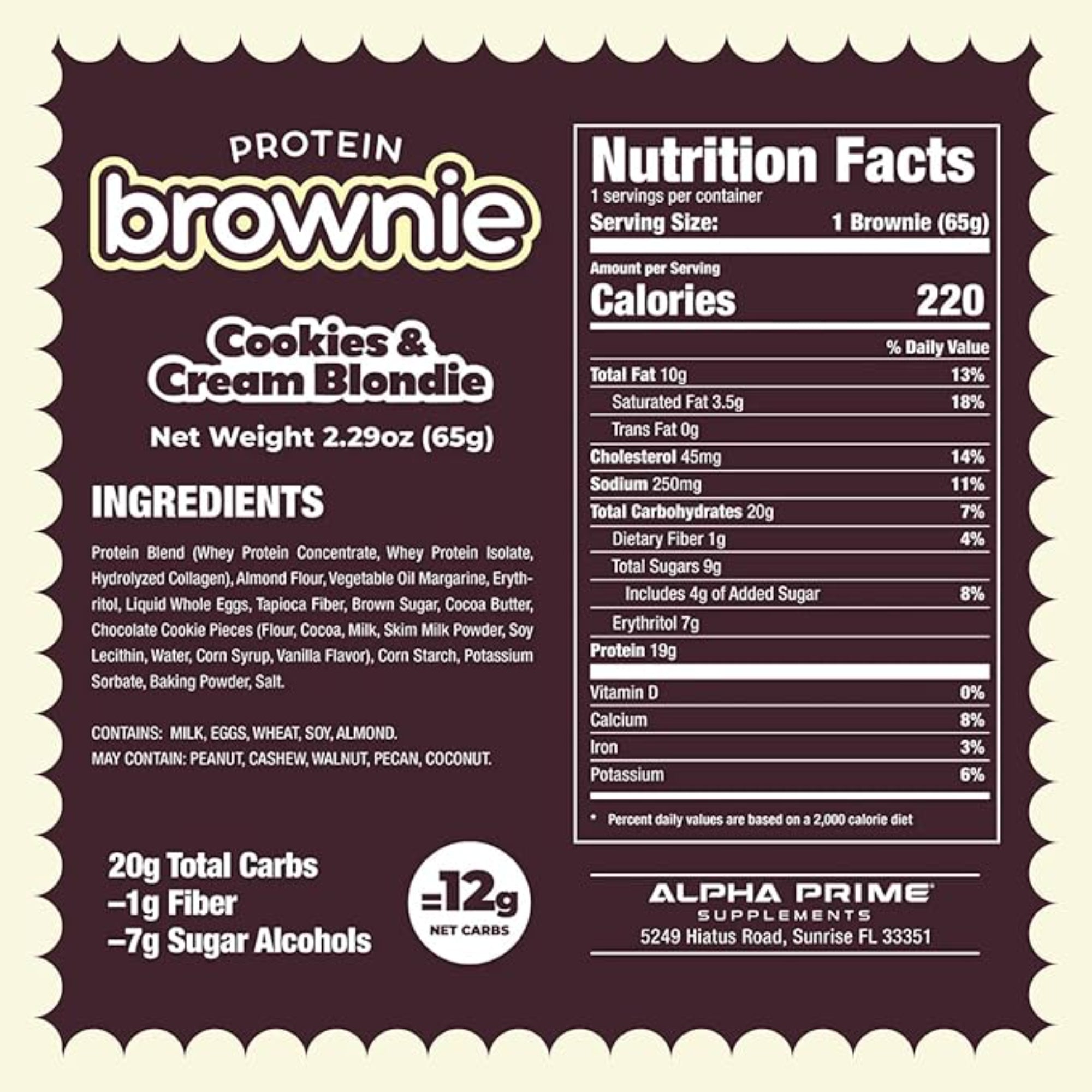 Prime Bites Protein Brownie 12 Bars per Box (Variety Pack)
