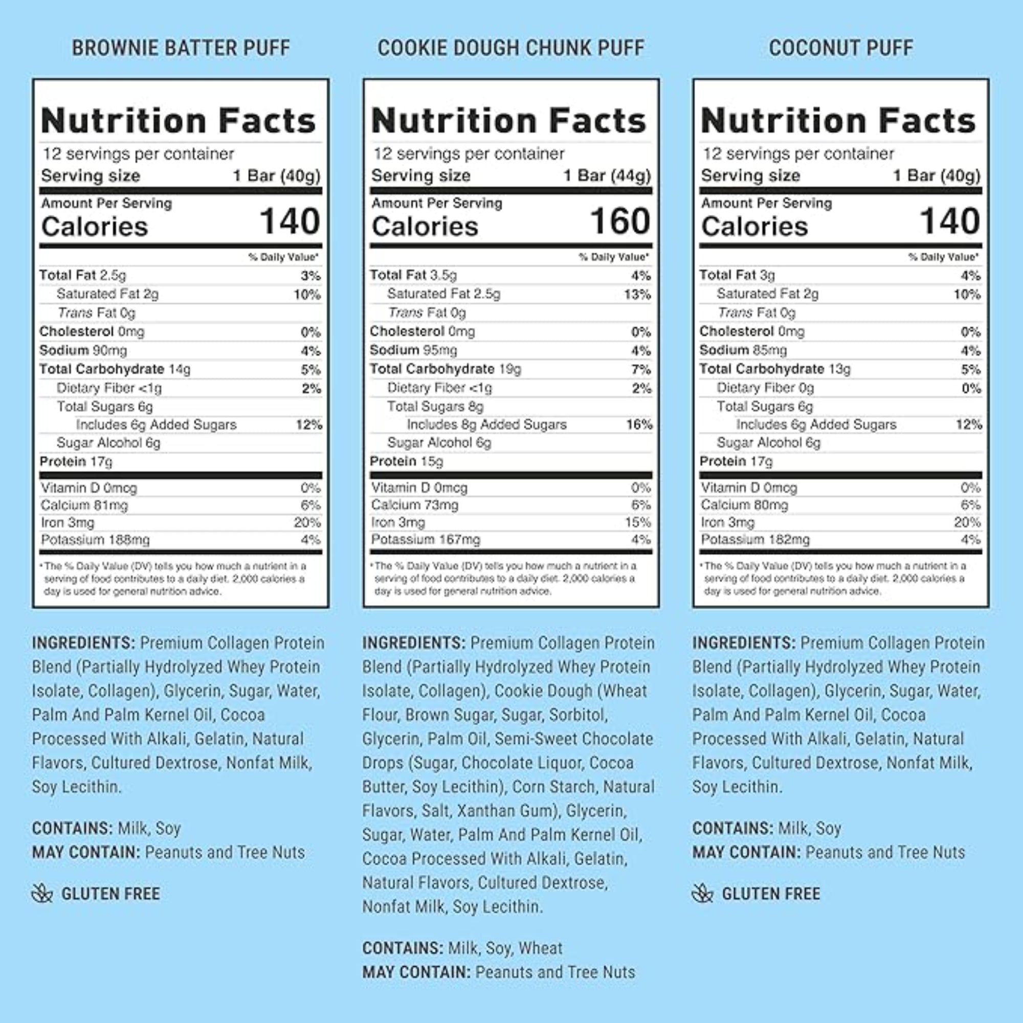 Built Bar, Puff Protein Bars, Variety Pack 12 Pack
