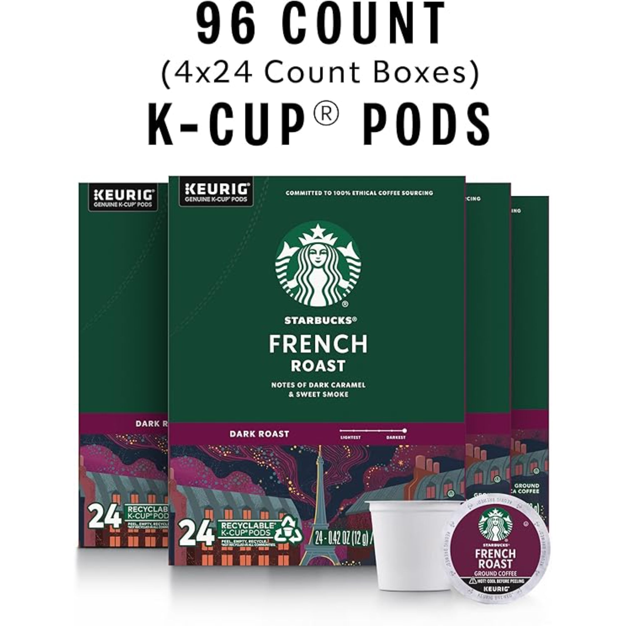 Starbucks K-Cup Coffee Pods, Dark Roast Coffee 96 pods