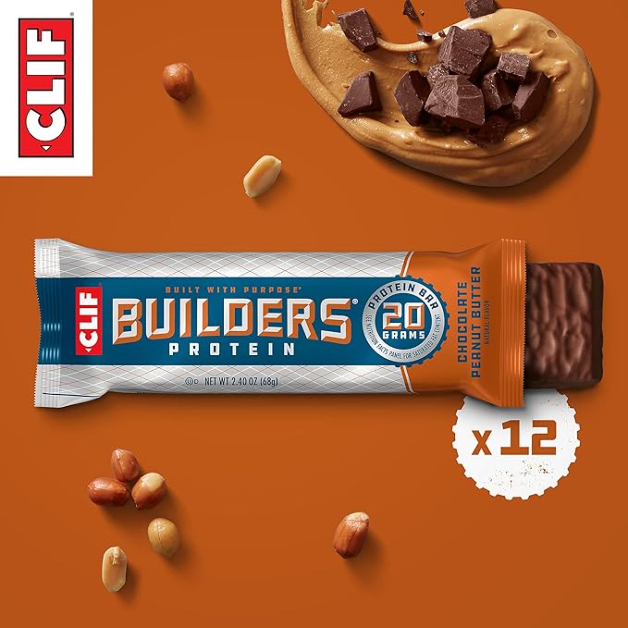 CLIF BUILDERS Protein Bars - Chocolate Peanut Butte 2.4 oz. (12 Count)