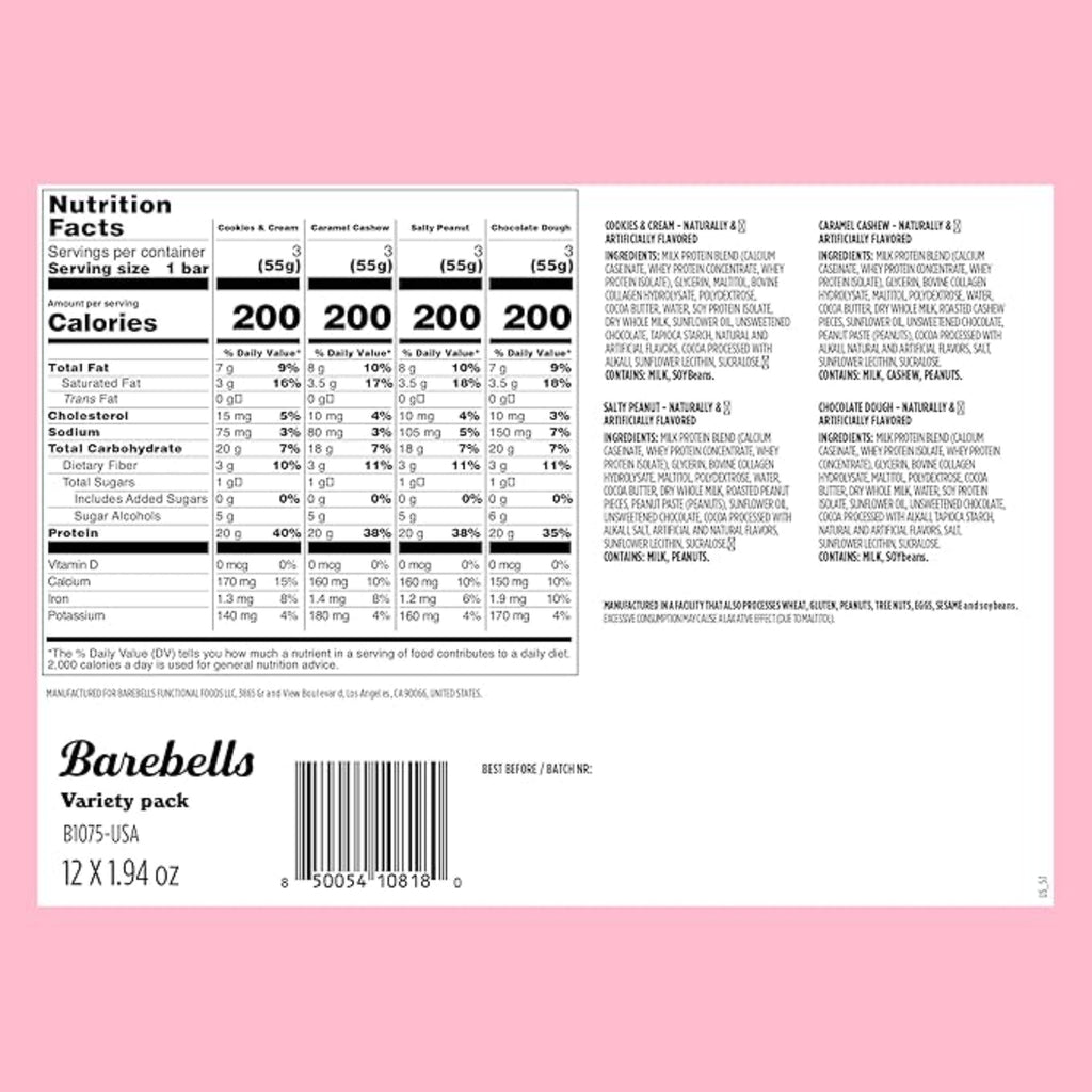 Barebells Protein Bars Variety Pack - 12 Count, 1.9oz Bars