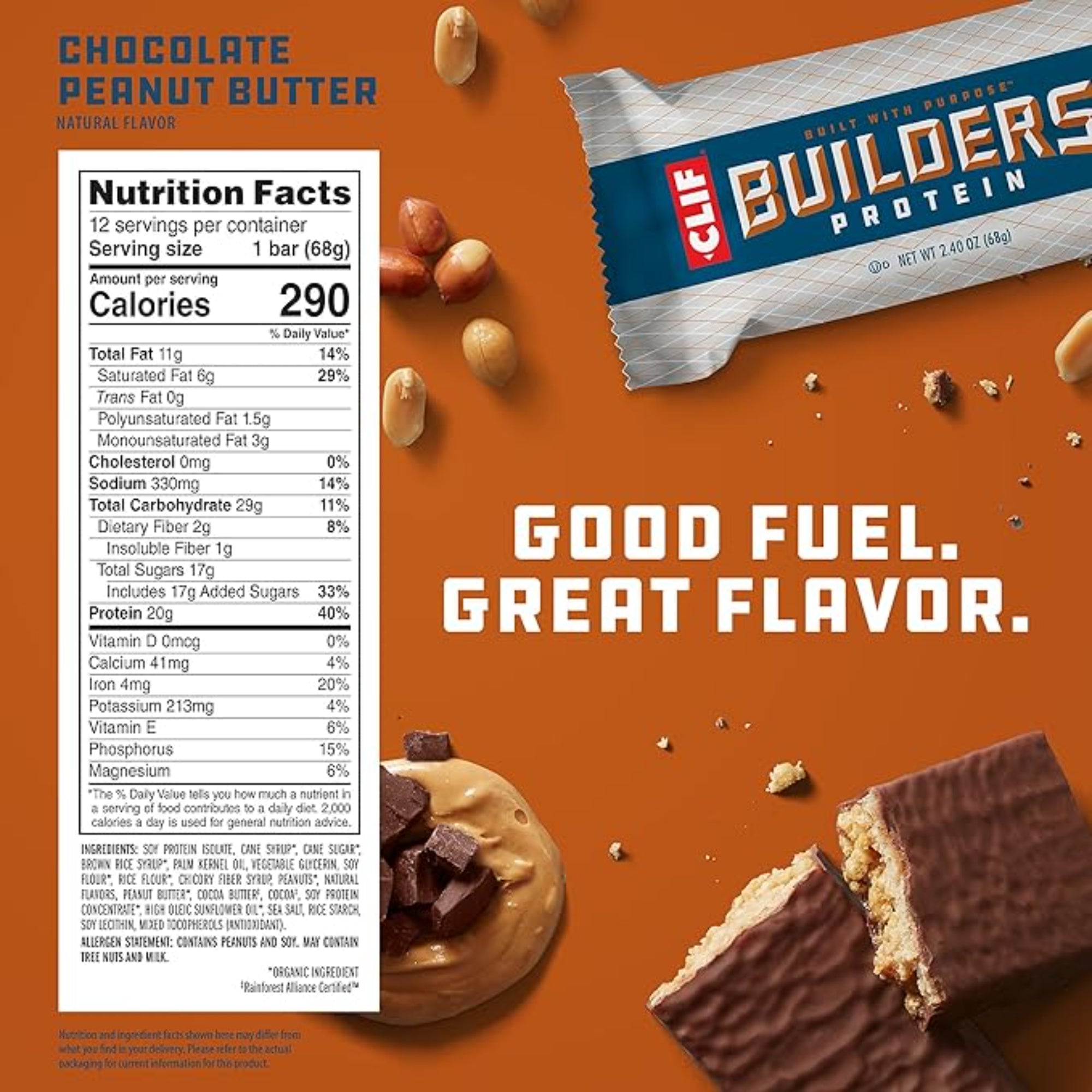 CLIF BUILDERS Protein Bars - Chocolate Peanut Butte 2.4 oz. (12 Count)