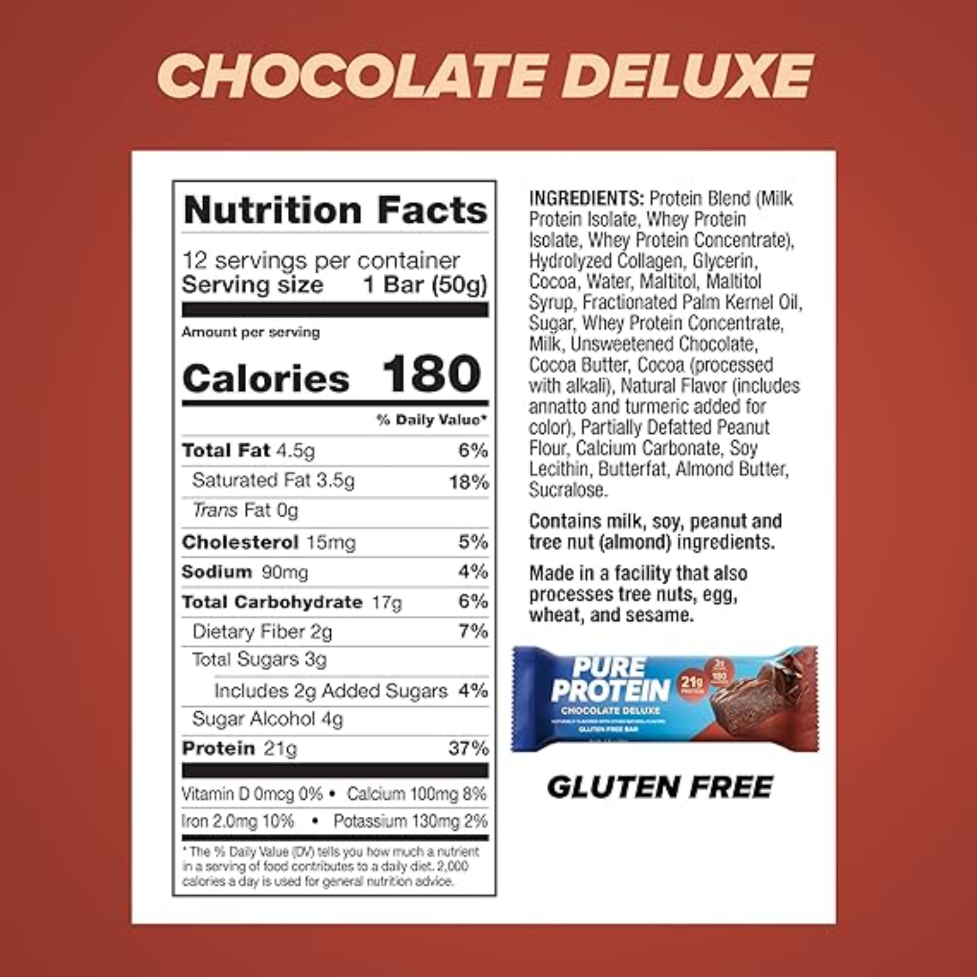 Pure Protein Bars Chocolate Deluxe 1.76 oz 12 Count