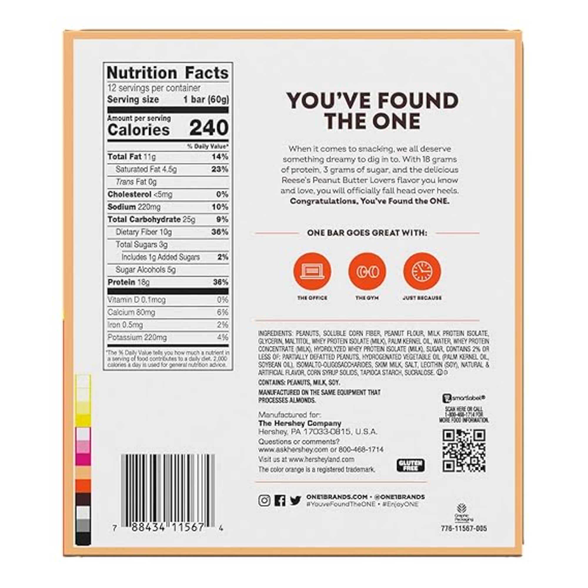 ONE Protein Bars, Reese's Peanut Butter 2.12 oz (12 Count)
