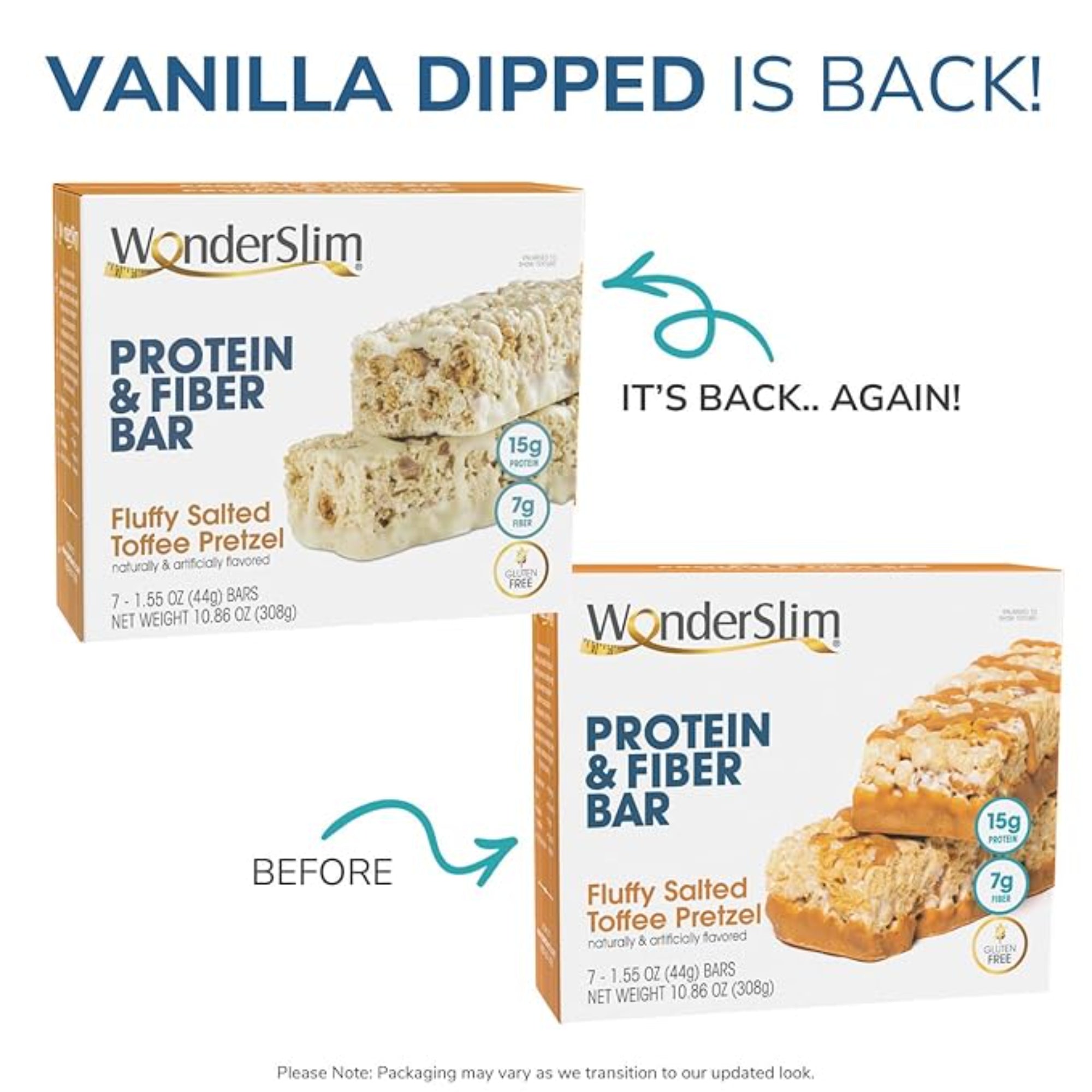 Wonderslim High Fiber Protein Bars, Salted Toffee Pretzel, 7 Pack