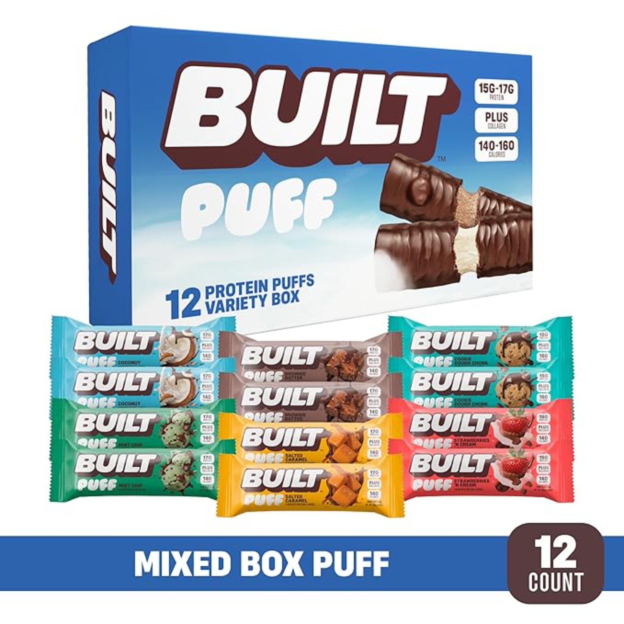 Built Bar, Puff Protein Bars, Variety Pack 12 Pack