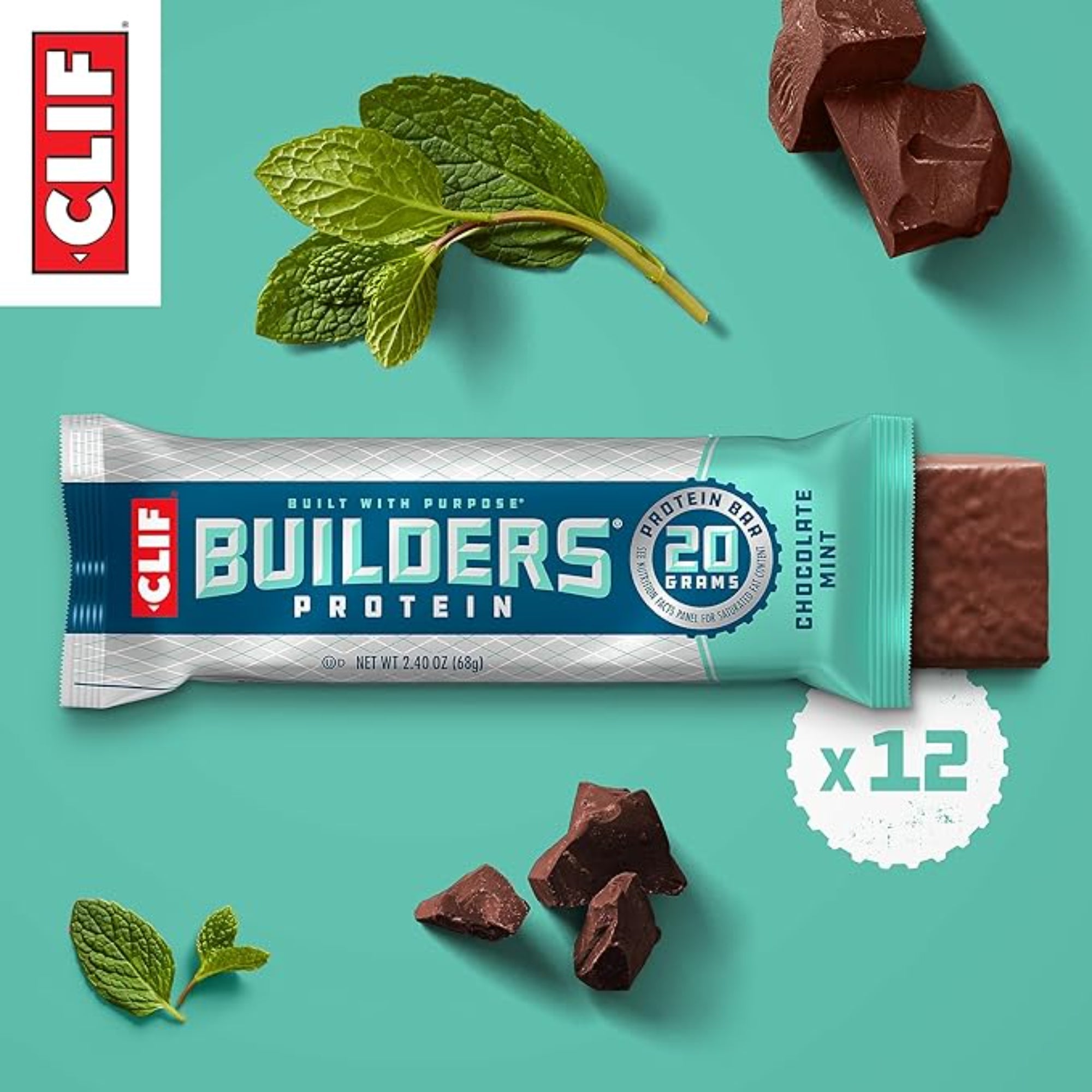 CLIF BUILDERS Protein Bars Chocolate Mint Flavor variety 2.4 oz. (12 Count)