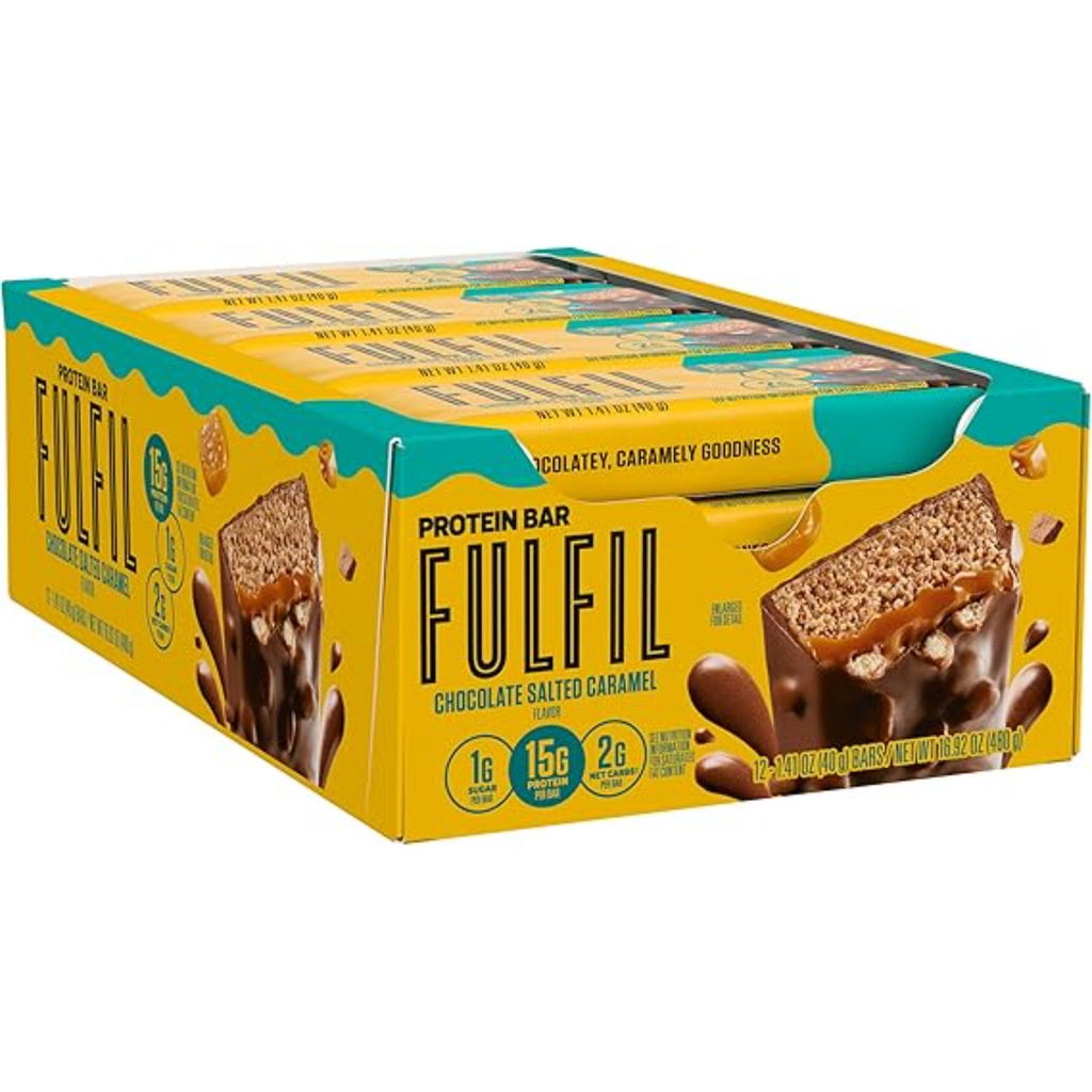 FULFIL Protein Snack Bars Chocolate Salted Caramel Flavored 12 Count