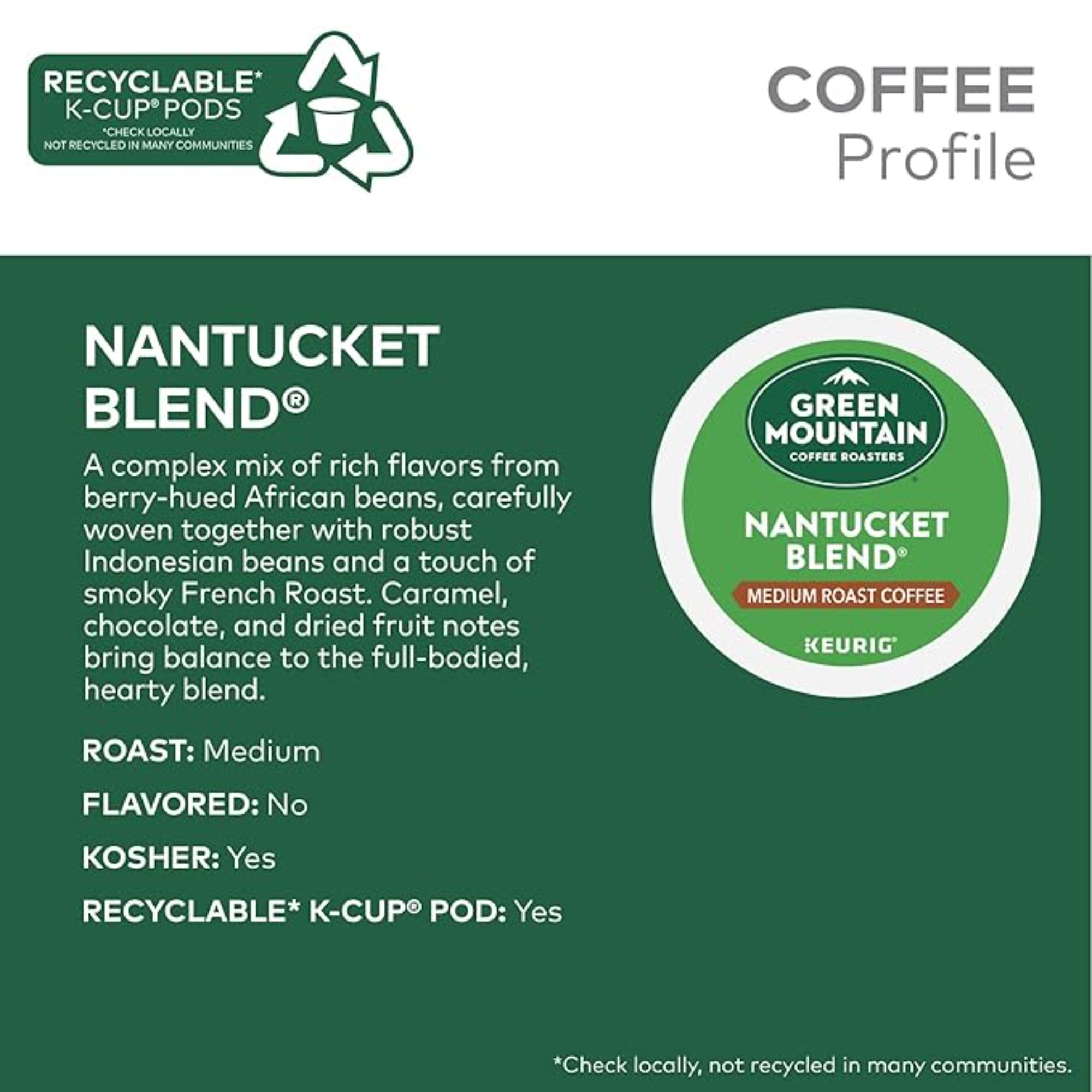 Green Mountain Coffee Roasters Nantucket Blend 96 pods