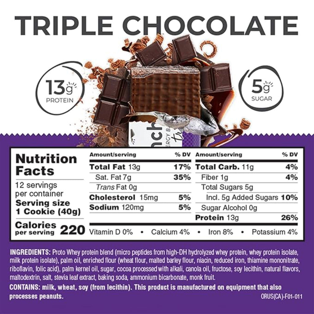 Power Crunch Protein Wafer Bars, Triple Chocolate, 1.4 Ounce (12 Count)