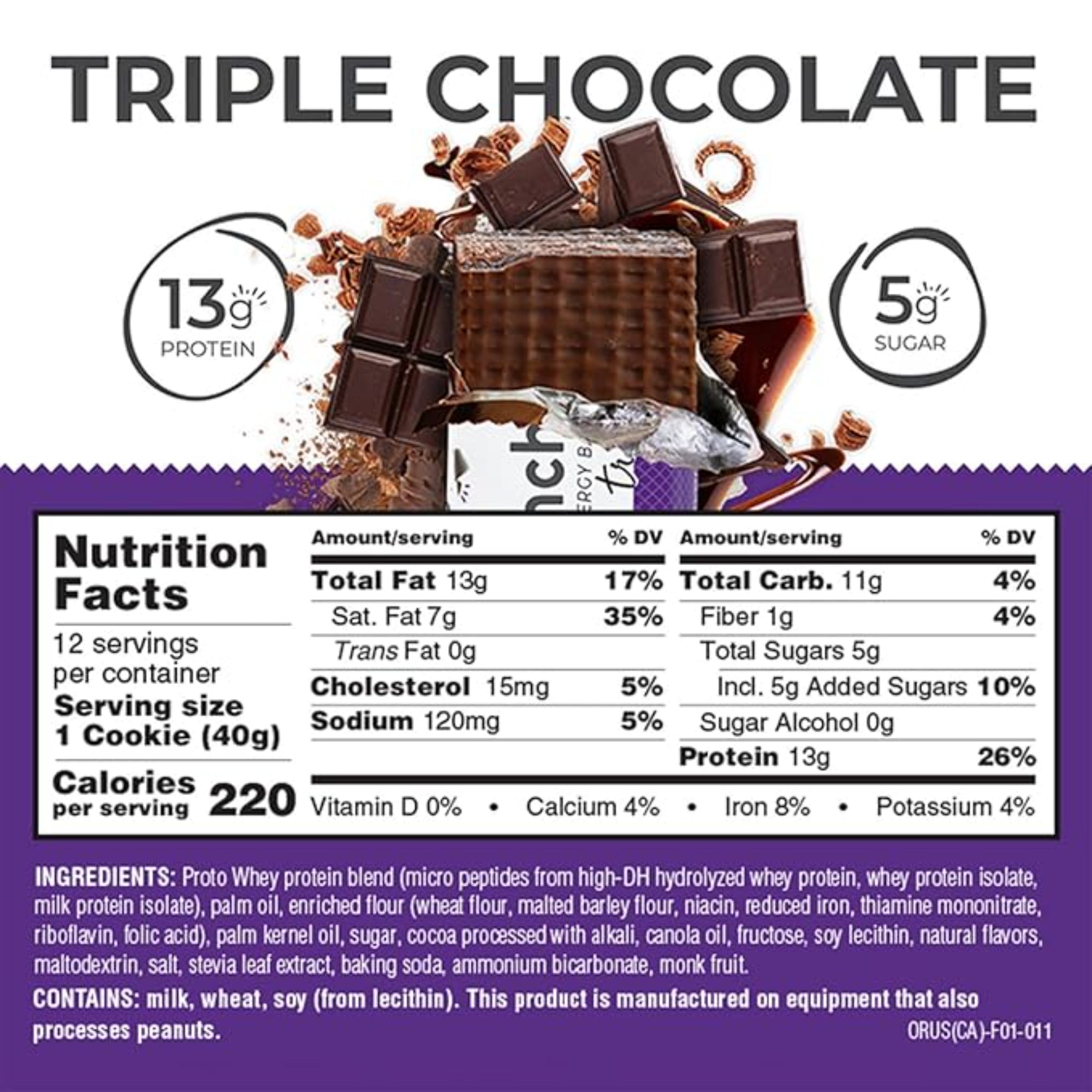 Power Crunch Protein Wafer Bars, Triple Chocolate, 1.4 Ounce (12 Count)