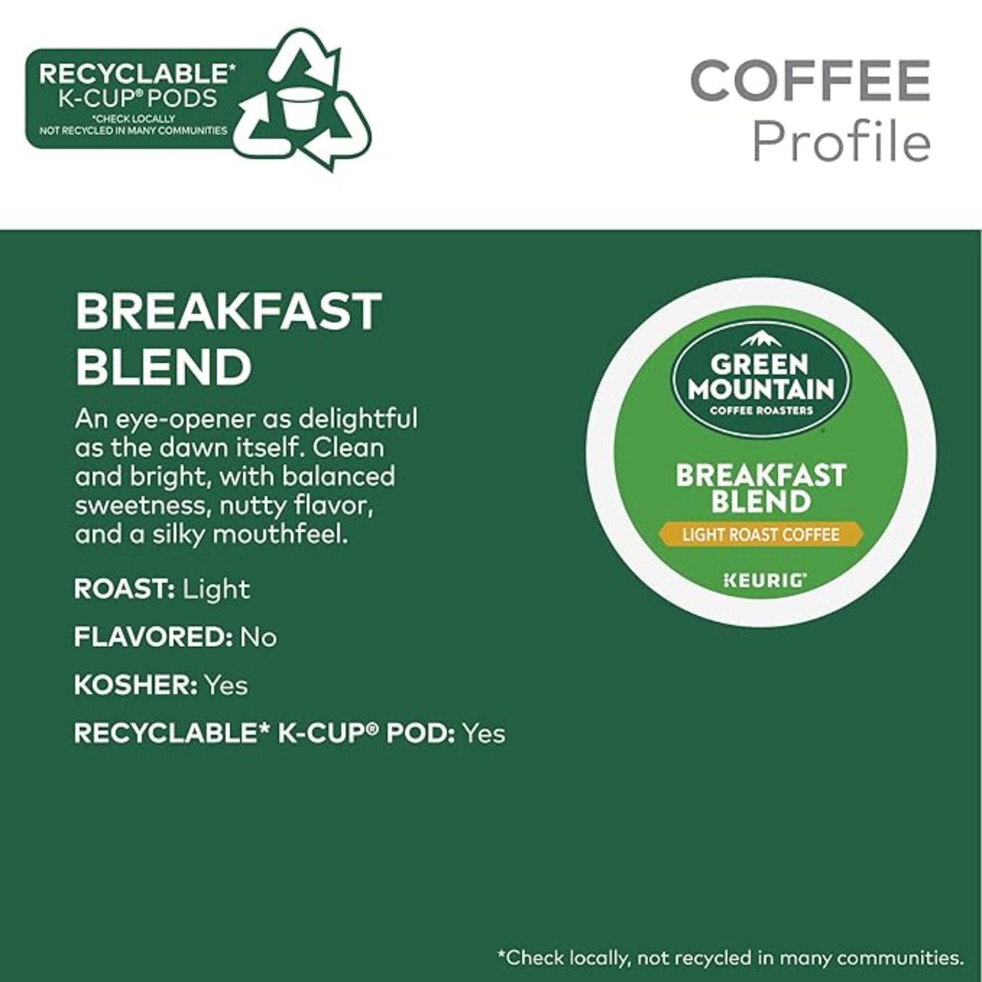 Green Mountain Coffee Roasters Breakfast Blend Single Serve K-Cup 96 Count