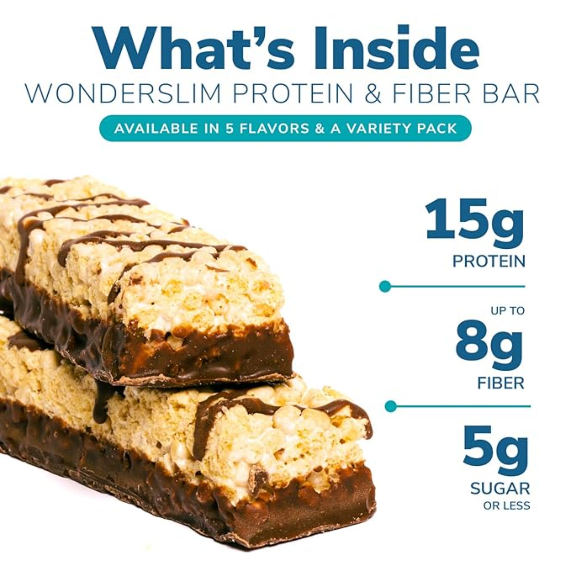Wonderslim High Fiber Protein Bars, Salted Toffee Pretzel, 7 Pack