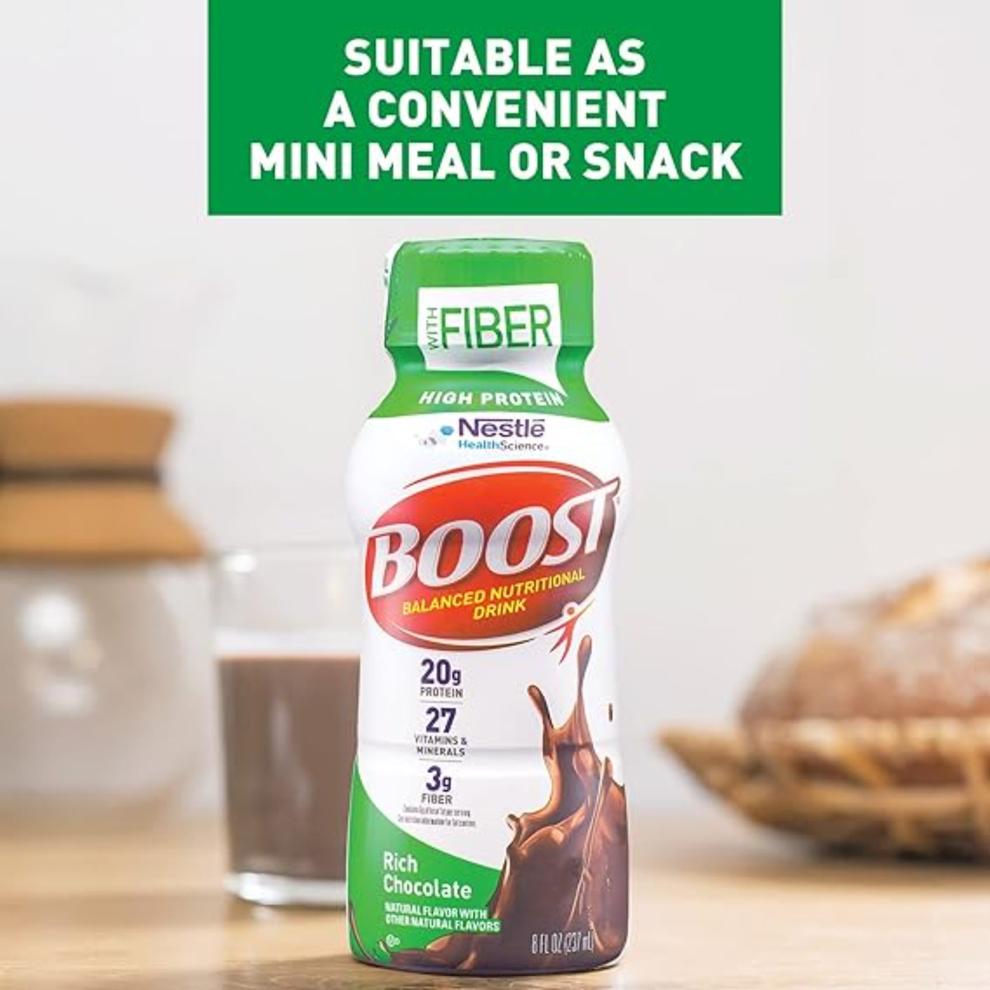 BOOST High Protein Drink Rich Chocolate, 8 fl oz Bottle, 24 Pack