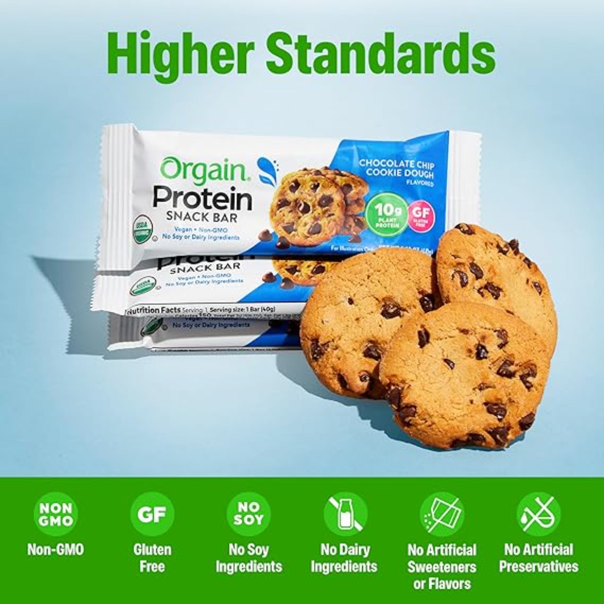 Orgain Protein Bar Chocolate Chip Cookie Dough 1.41 Oz (Pack of 12)