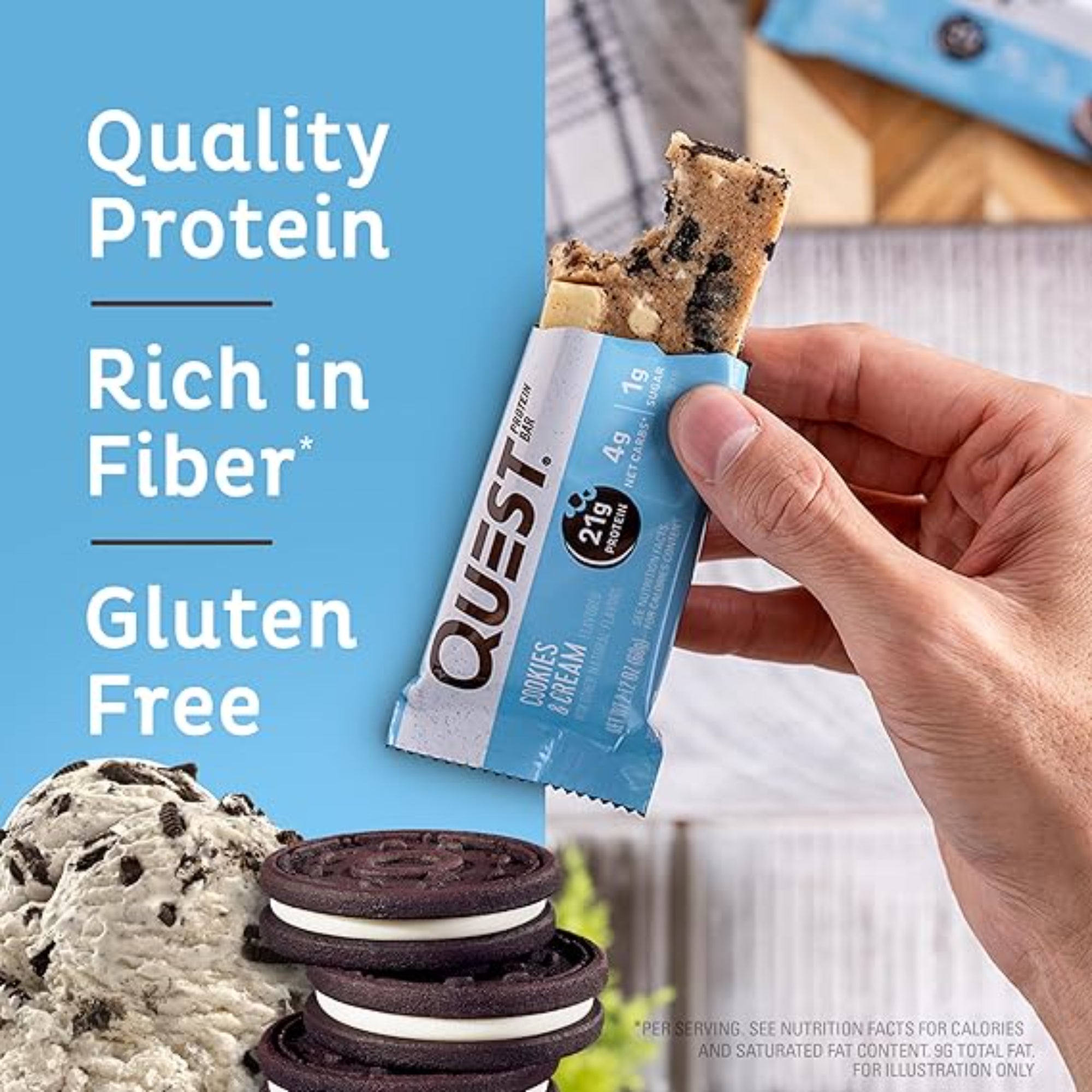Quest Nutrition Cookies & Cream Protein Bars 4 Count