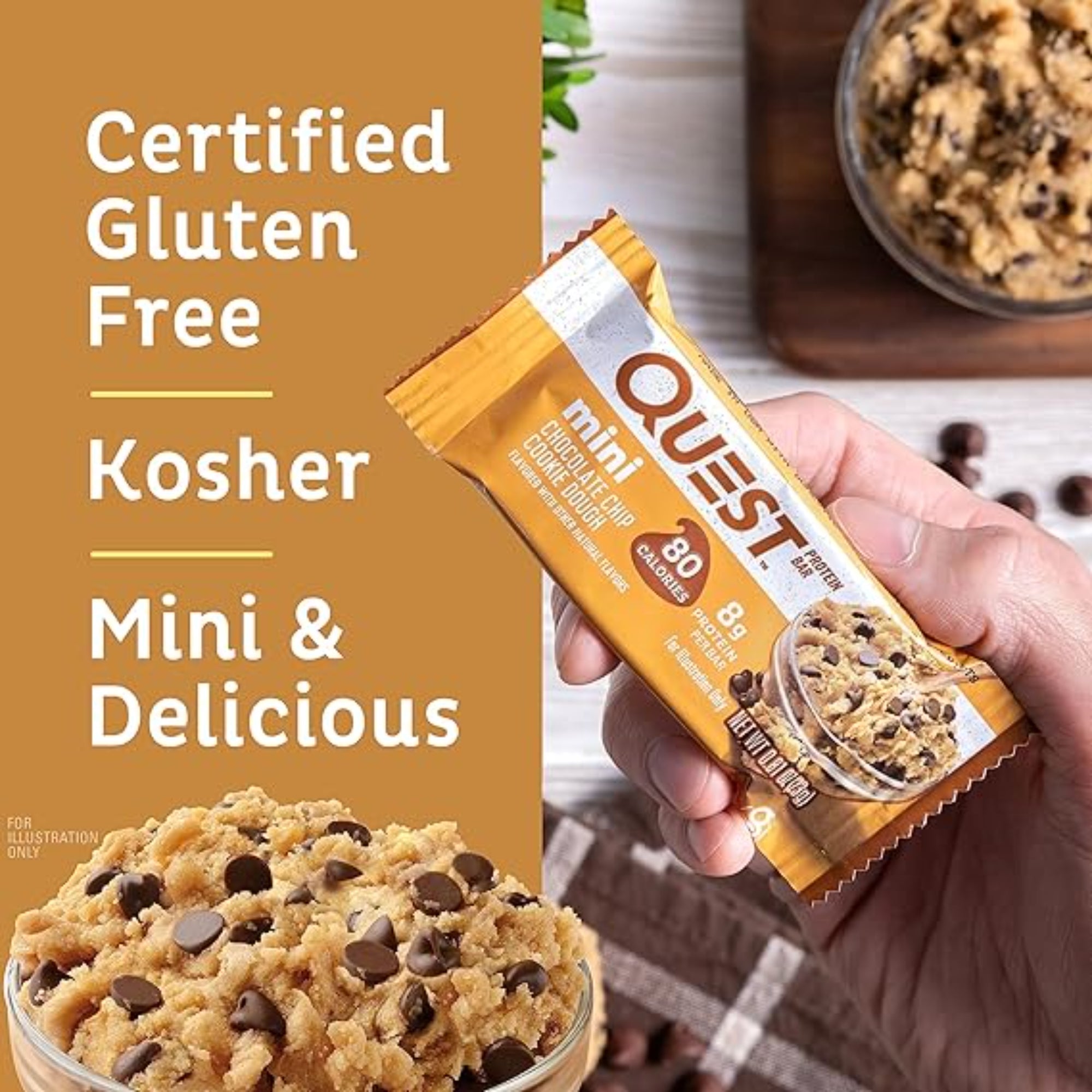 Quest Nutrition Mini Chocolate Chip Cookie Dough Protein Bars 14 Count