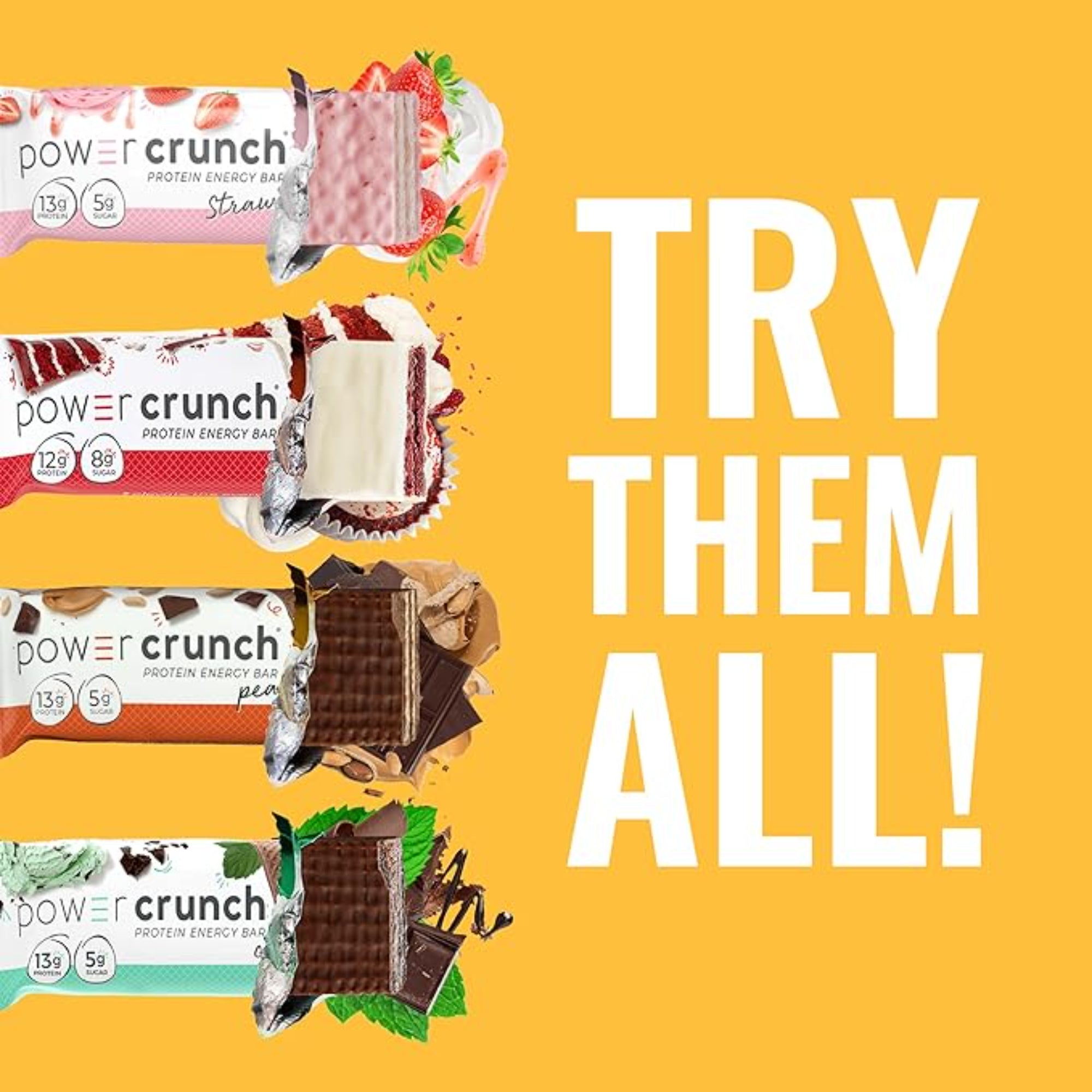 Power Crunch Protein Wafer Bars, Triple Chocolate, 1.4 Ounce (12 Count)