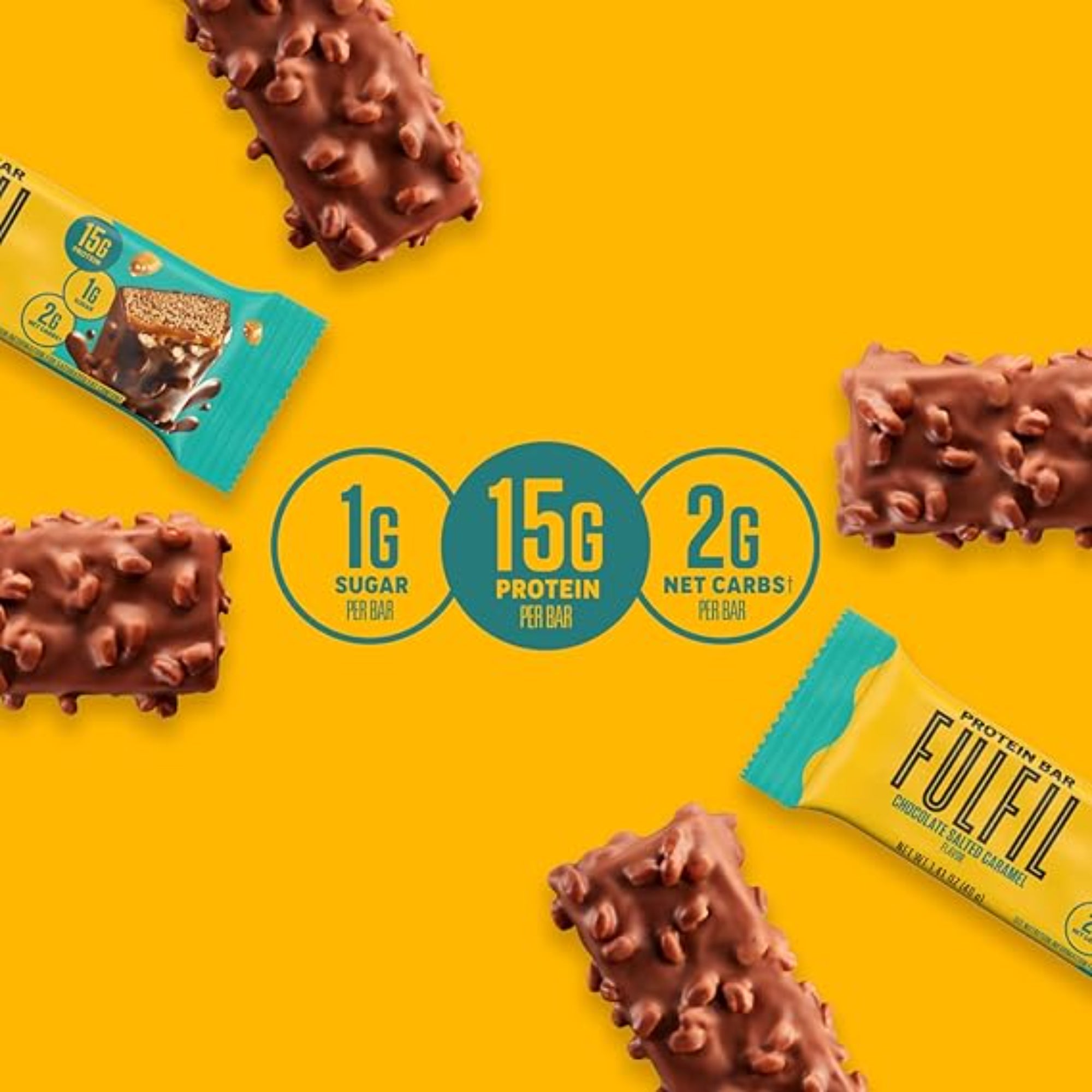 FULFIL Protein Snack Bars Chocolate Salted Caramel Flavored 12 Count